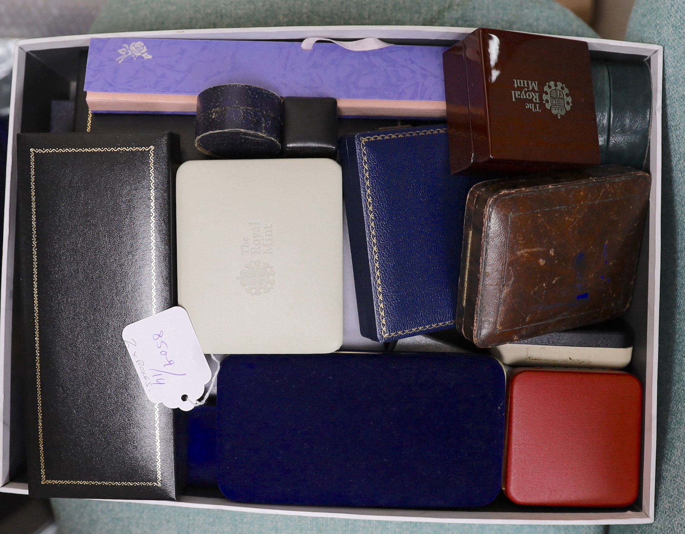 Two boxes of assorted jewellery boxes.